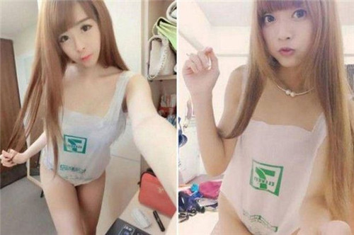 臺灣女生興起穿塑料袋泳衣女子全裸僅套購物袋